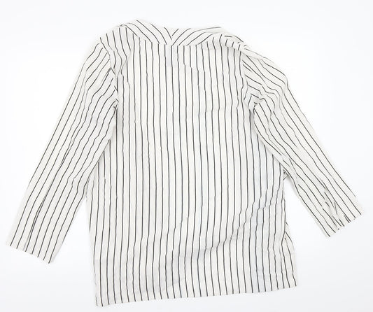 H&M Womens White Striped Cardigan Jumper Size M