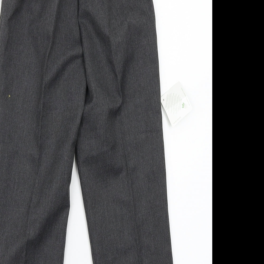 Brand and care label for Schoolwear boys’ grey capri trousers, size 6, years