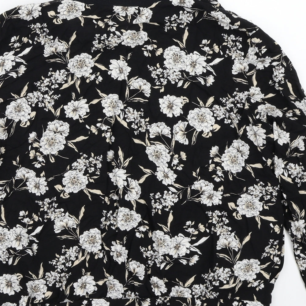 Redherring Womens Black Floral Jacket Coat Size 16