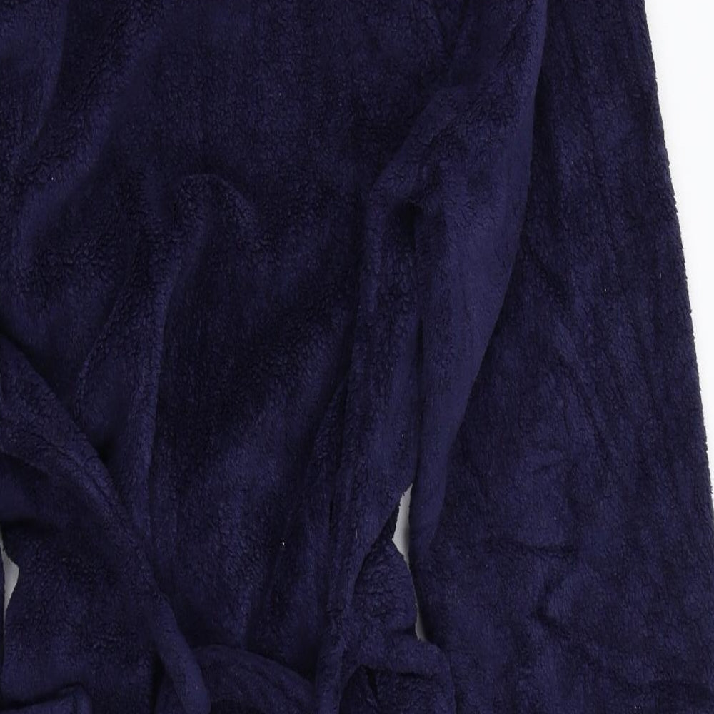 Brand and care label for Harvey James boys’ blue rayon gown, size M