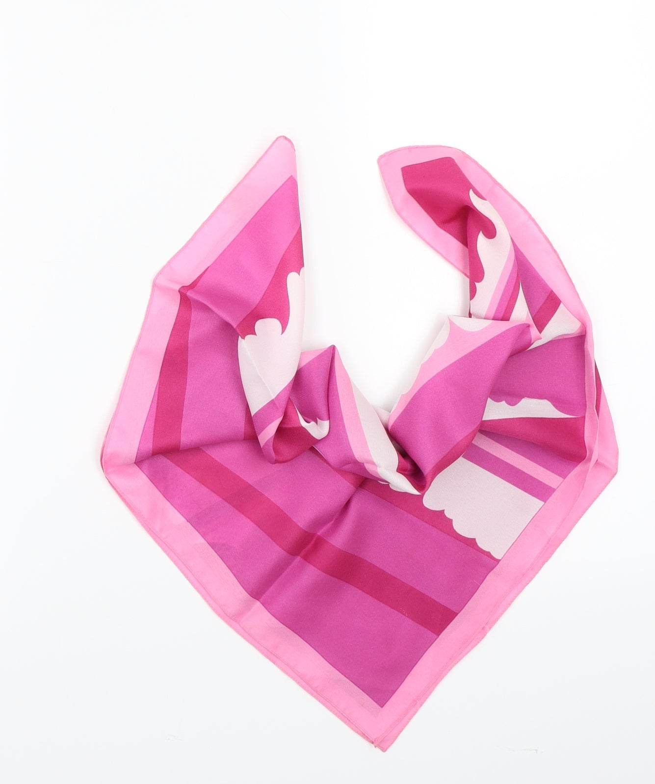 Front view of Preworn women’s pink striped scarf