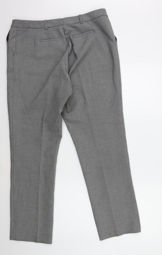Preworn Womens Black Herringbone Trousers Size 34 in L30 in