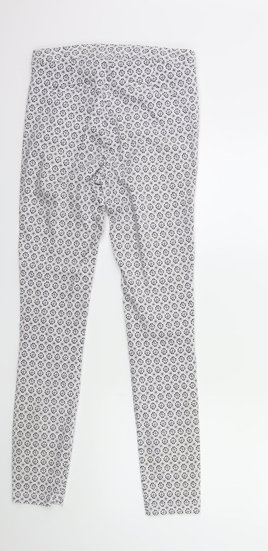 Dorothy Perkins Womens White Geometric Trousers Size 8 L29 in
