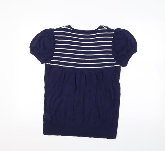 be beau Womens Blue Striped Pullover Jumper Size 14