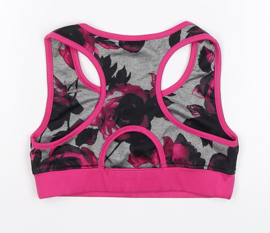 Preworn Girls Pink Floral Cropped Tank Size 7-8 Years