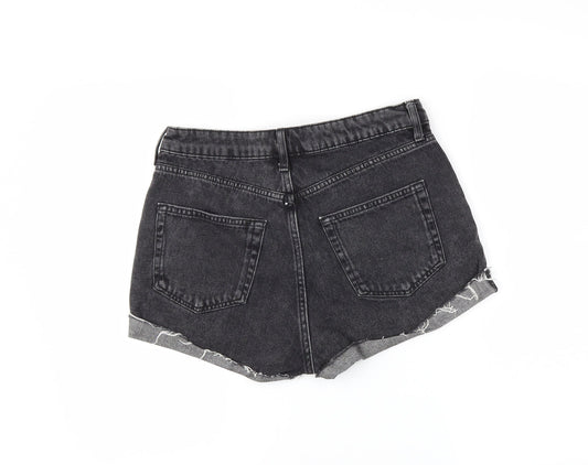 H&M Womens Black Denim Hot Pants Shorts Size 6