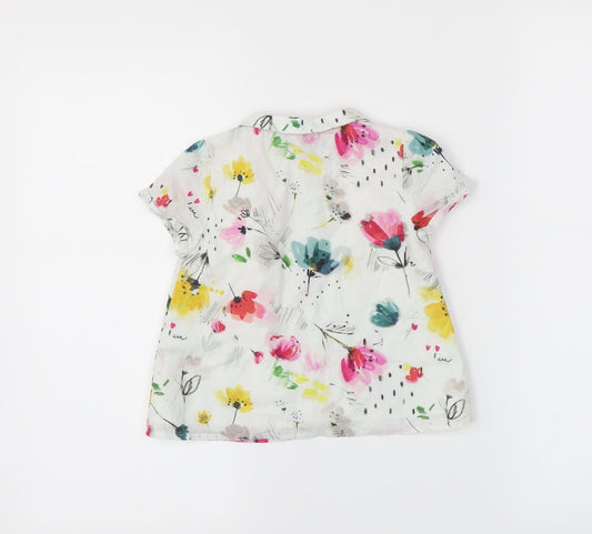 M&S Girls White Floral Basic Button-Up Size 18-24 Months