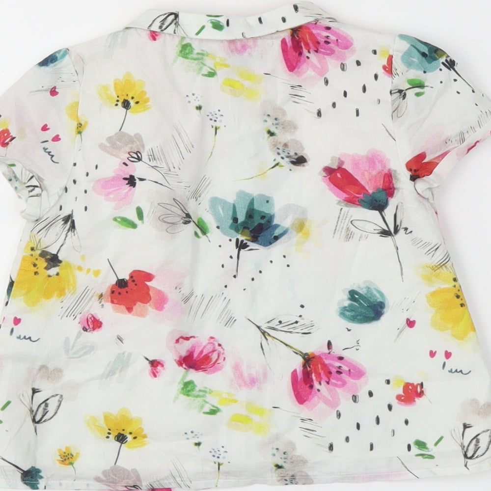 M&S Girls White Floral Basic Button-Up Size 18-24 Months