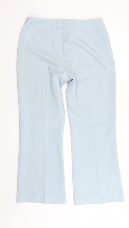 Essential Style Womens Blue Striped Trousers Size 14 L27 in