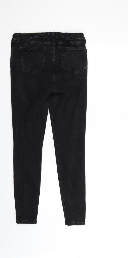 Denim & Co. Womens Black Denim Tapered Jeans Size 14 L28 in