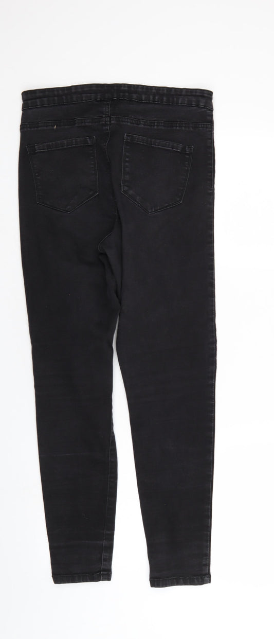 Denim & Co. Womens Black Denim Tapered Jeans Size 14 L27 in