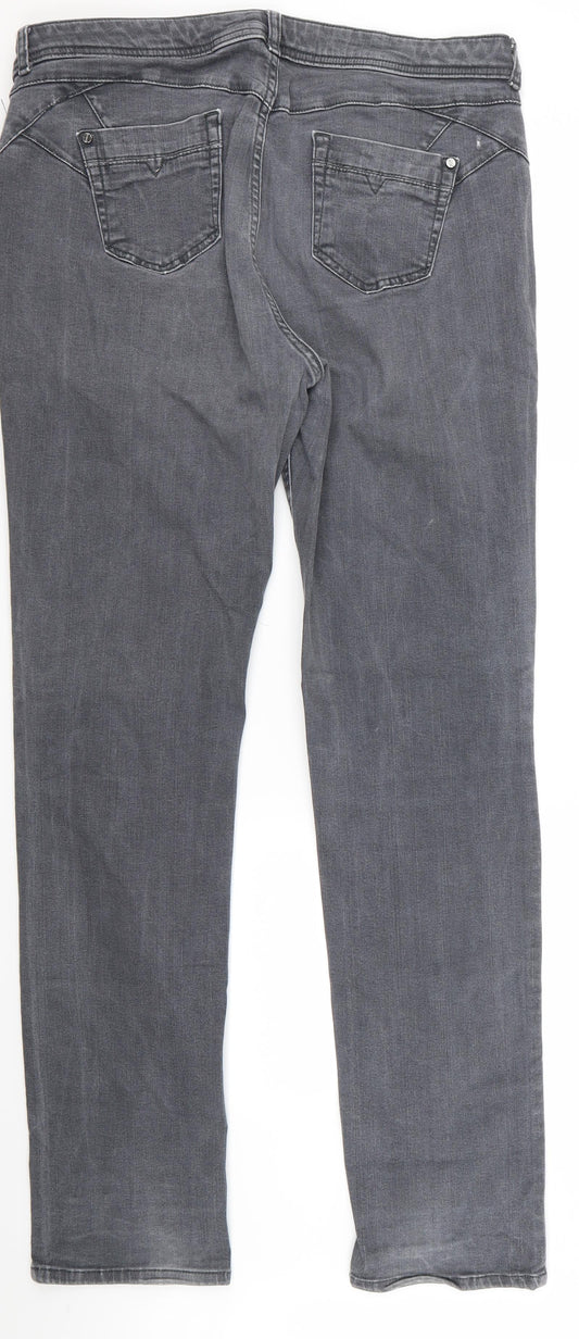 preunna Womens Grey Rayon Skinny Jeans Size 14 L32 in - v