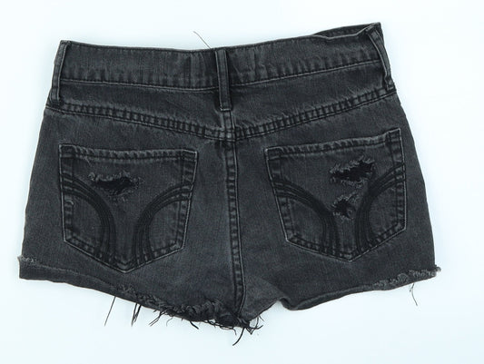 Hollister Womens Beige  Denim Hot Pants Shorts Size 26 in - Distressed