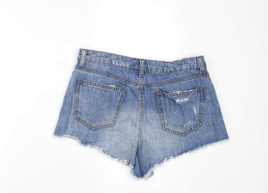 Topshop Womens Blue Denim Cut-Off Shorts Size 30 in