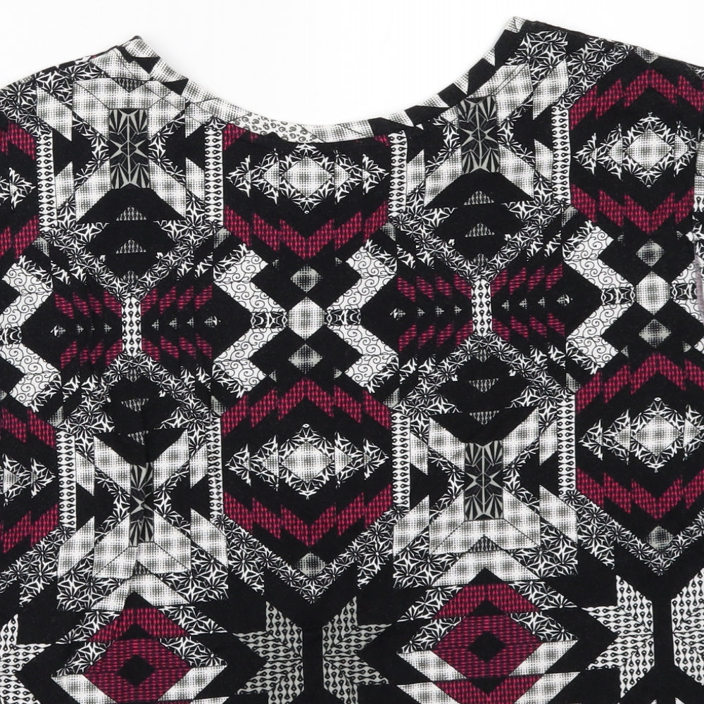 Miss Selfridge Womens Black Geometric Basic T-Shirt Size 10