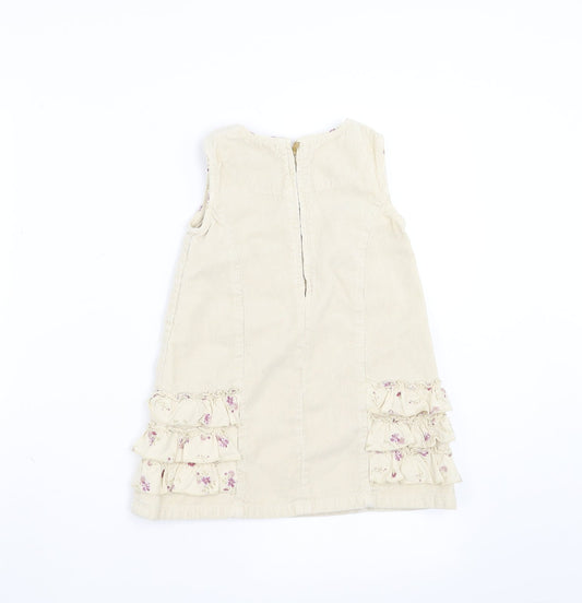 children Girls Beige Corduroy Shift Size 3 Years - floral detail