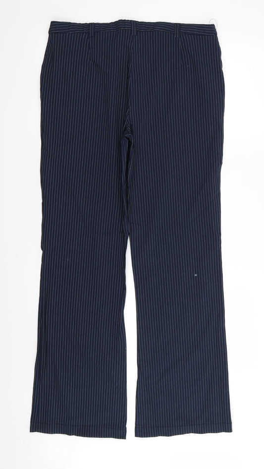 Etam Womens Blue Striped Trousers Size 16 L30 in