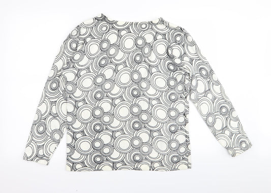 BM Womens White Geometric Pullover Jumper Size M