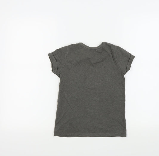 Primark Girls Grey Colourblock Basic T-Shirt Size 7 Years