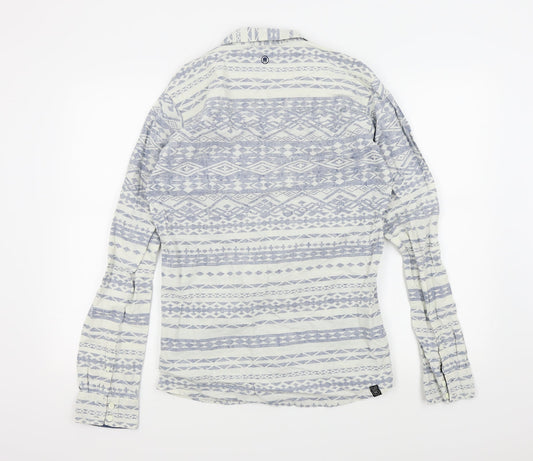 FLY53 Boys Blue Geometric Basic Button-Up Size M