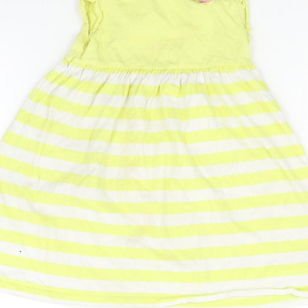 Brand and care label for BHS girls’ yellow striped fit & flare, size 18-24, months