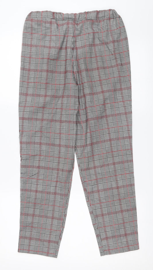 Jennyfer Womens Grey Check Capri Trousers Size S L26 in
