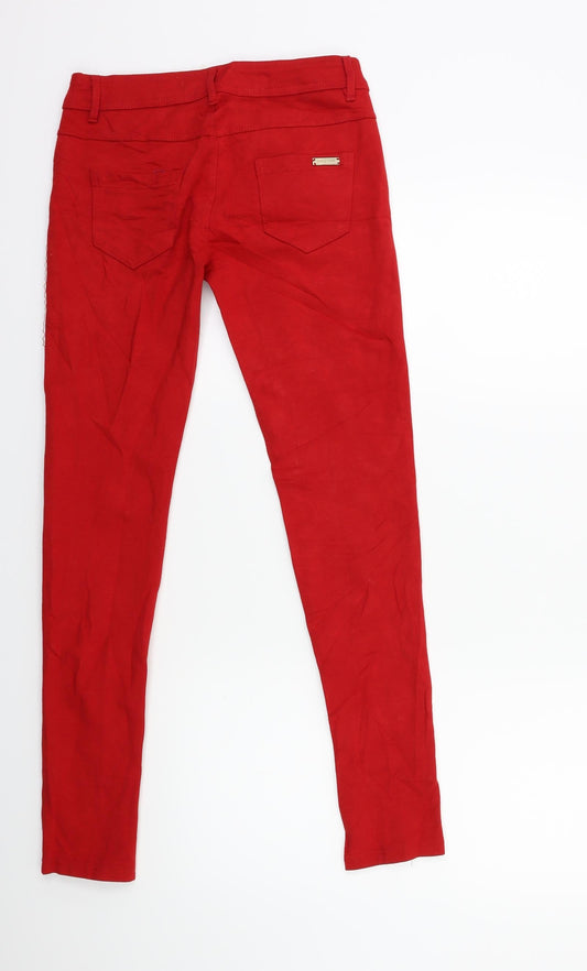 S MISS Womens Red Denim Skinny Jeans Size L L29 in