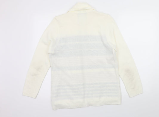 Envy Womens White Striped Knit Pullover Jumper Size M