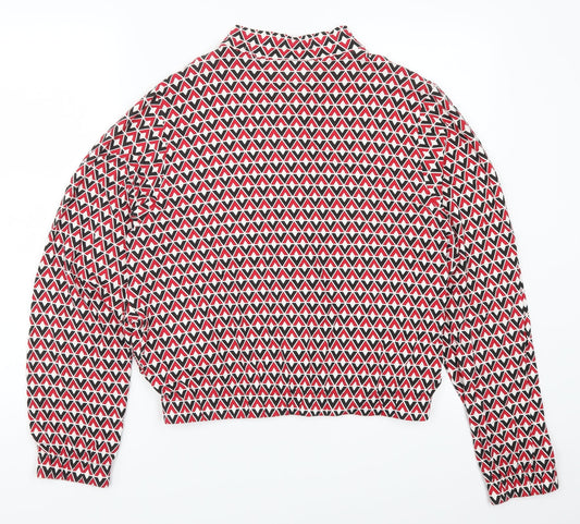 Innocence Womens Red Geometric Full Zip Sweatshirt Size 14