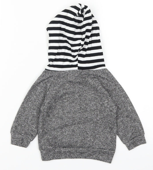 Preworn Boys Grey Striped Basic Casual Size 3-6 Months