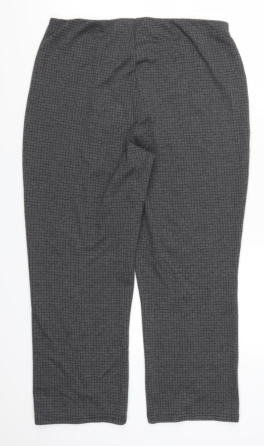 Preworn Womens Grey Check Trousers Size 16 L25 in