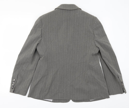 Marks and Spencer Womens Grey Striped Jacket Suit Jacket Size 16