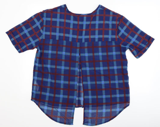 Heart and Soul Womens Blue Check Basic Blouse Size 16