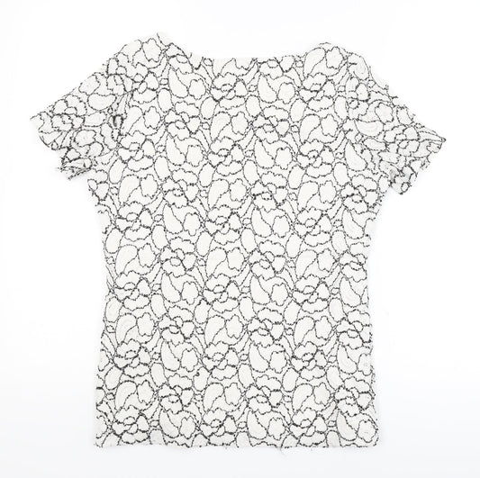 Profile Womens White Floral Basic T-Shirt Size 10