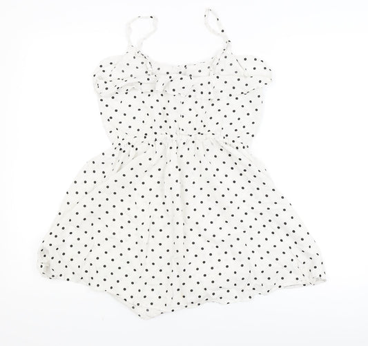 H&M Womens White Polka Dot Fit & Flare Size 8