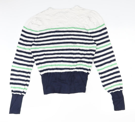 Marks and Spencer Womens White Striped Pullover Jumper Size 12