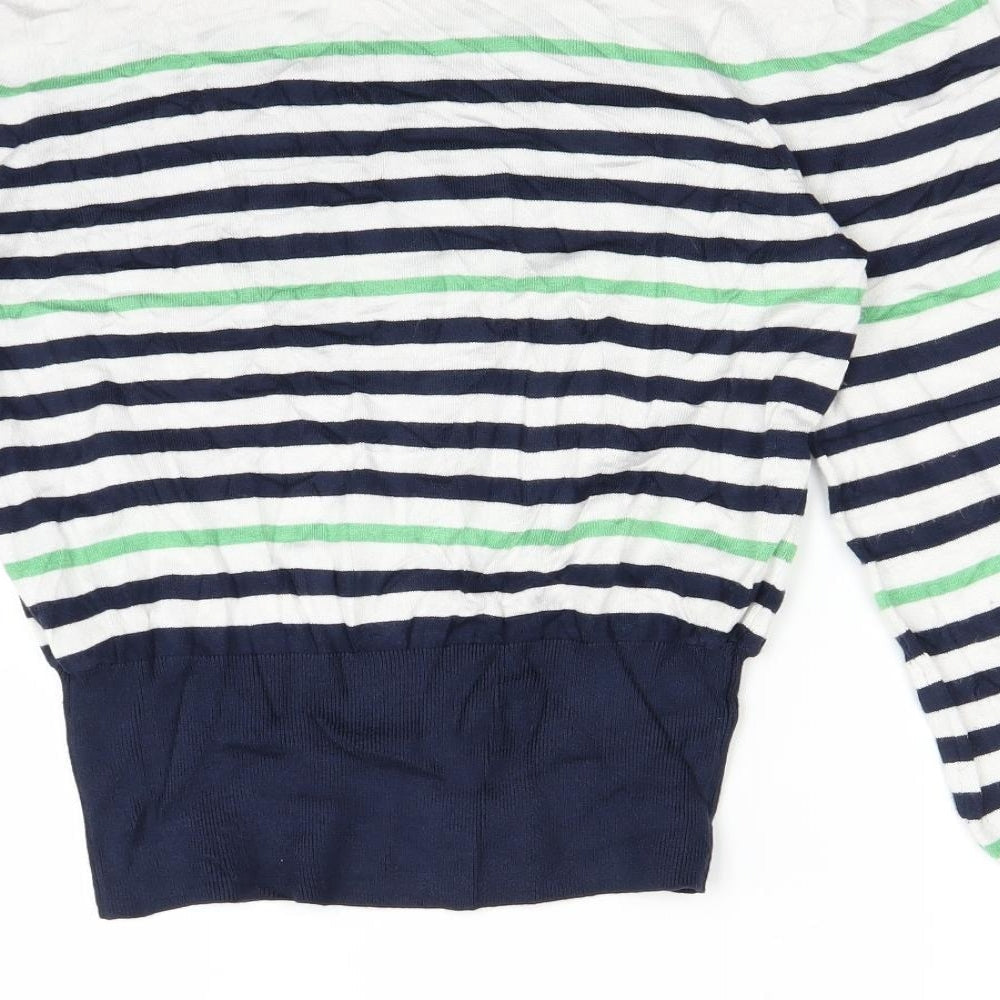 Marks and Spencer Womens White Striped Pullover Jumper Size 12