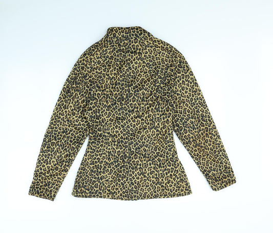 COTTON CLUB Womens Brown Animal Print Jacket Size M