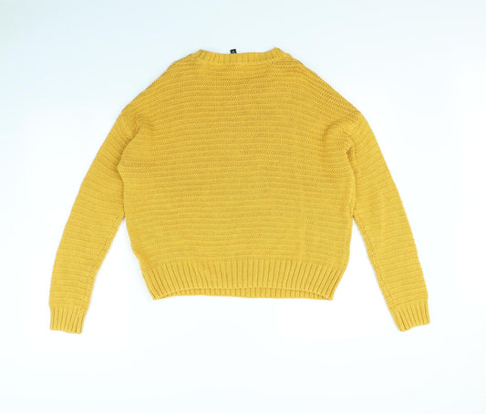 Divided Womens Yellow Pullover Jumper Size S