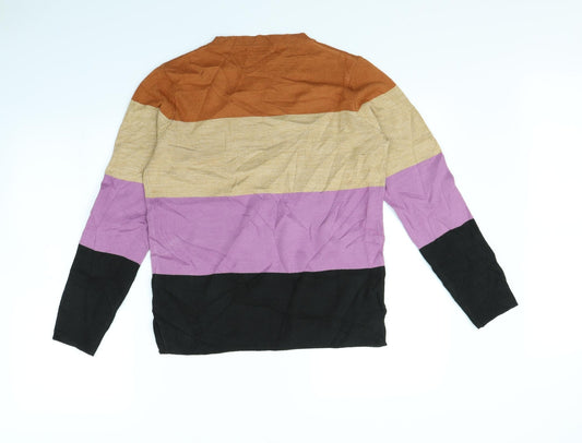 M&S Womens Multicoloured Striped Pullover Jumper Size 10