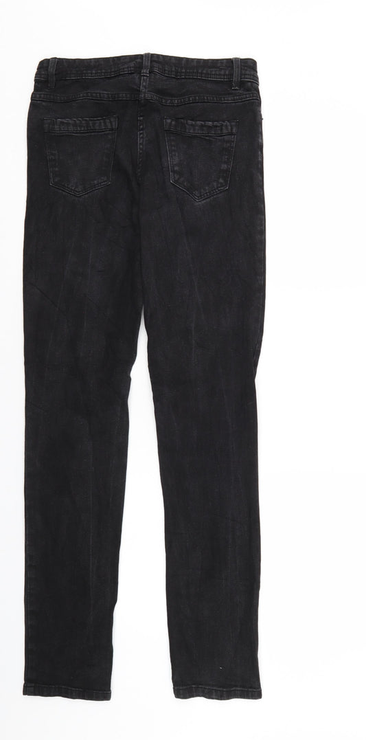 Up Fashion Womens Black Denim Straight Jeans Size 8 L32 in