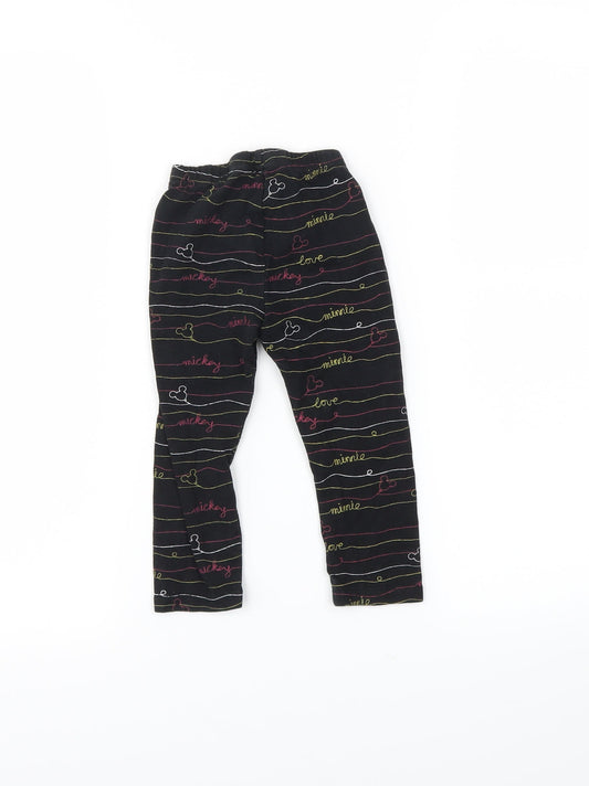 Disney Girls Black Pedal Pusher Leggings Size 18-24 Months