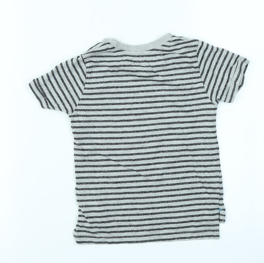 Grey Boys Grey Striped Basic T-Shirt Size 9-12 Months