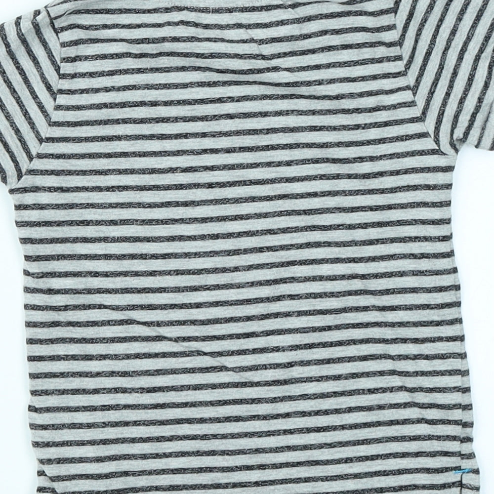Grey Boys Grey Striped Basic T-Shirt Size 9-12 Months