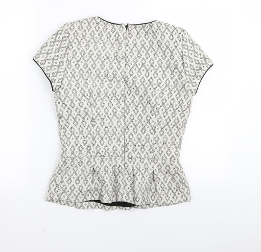 NEXT Womens White Geometric Basic T-Shirt Size 8