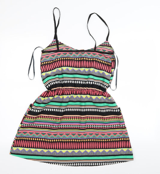 OCEAN CLUB Womens Multicoloured Geometric Fit & Flare Size 6