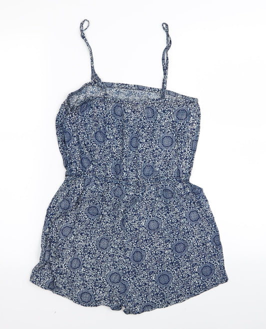 vero Womens Blue Geometric Playsuit One-Piece Size S