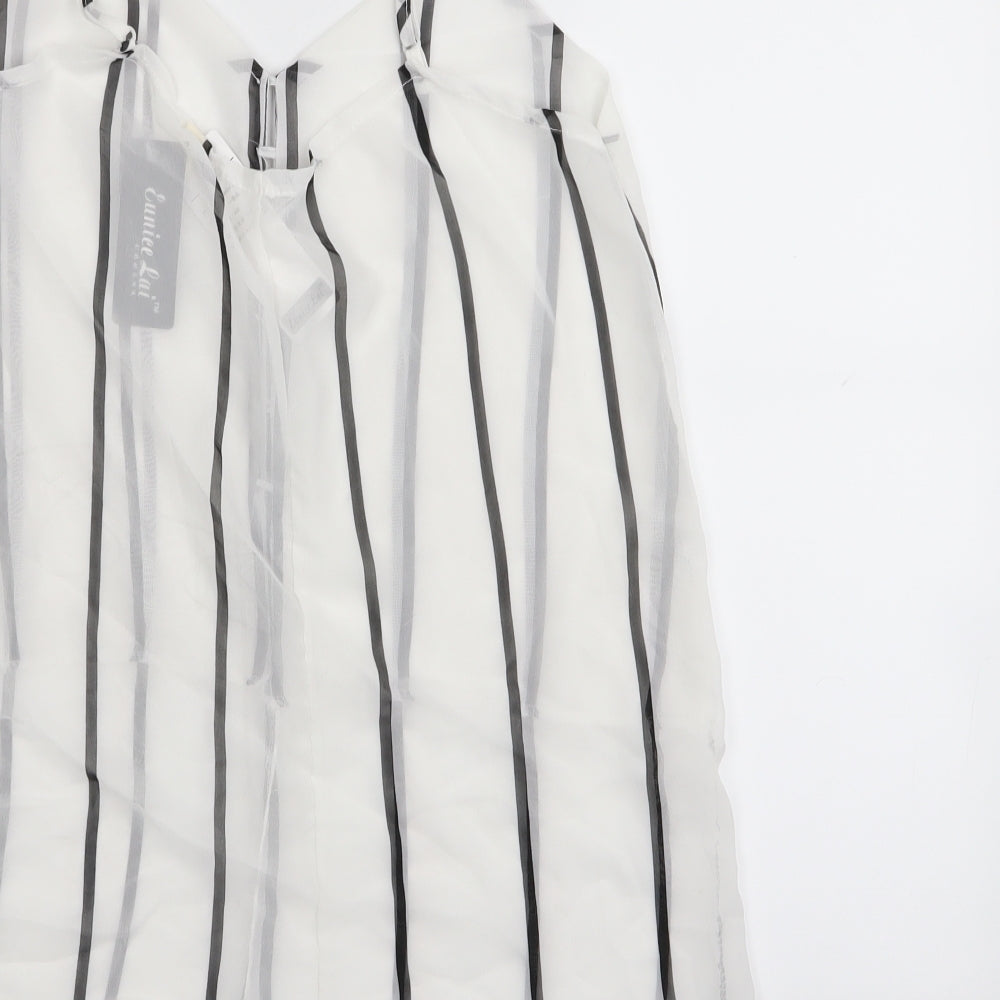 eunice lai Womens White Striped Playsuit One-Piece Size L