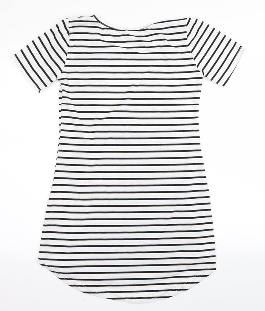 X&Z fashion Womens White Striped T-Shirt Dress Size M