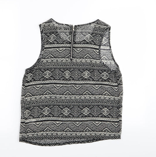 New Look Womens Black Geometric Basic Tank Size 10